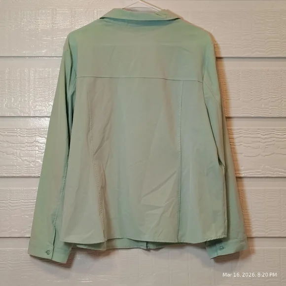 CHICOS WOMEN SZ 3 MINT GREEN BUTTON DOWN CASUAL STRETCH CAREER PERFORMANCE US XL - Picture 5 of 5